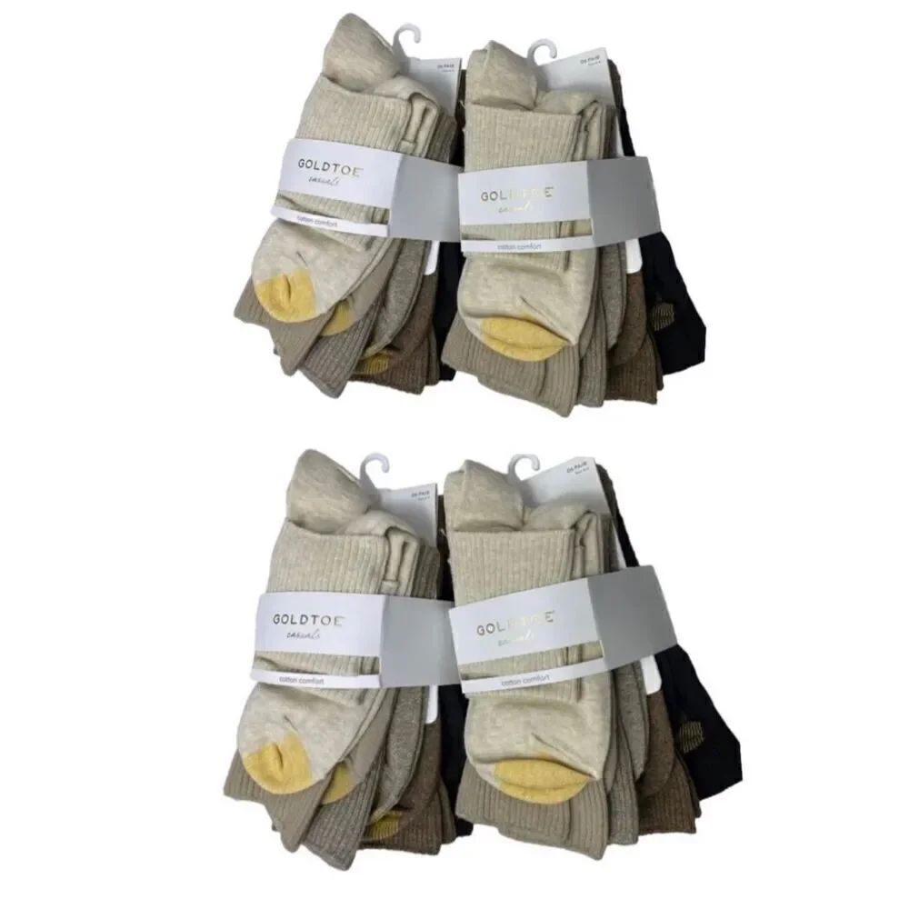 GOLD TOE Women Multi-Brown 6 Pair Turn Cuff Casual Socks Size 6-9 - 4 Packs of 6